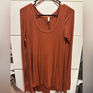 Free People Terracotta Long Sleeve Top